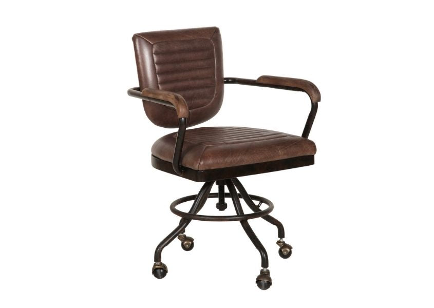 brown leather desk chair