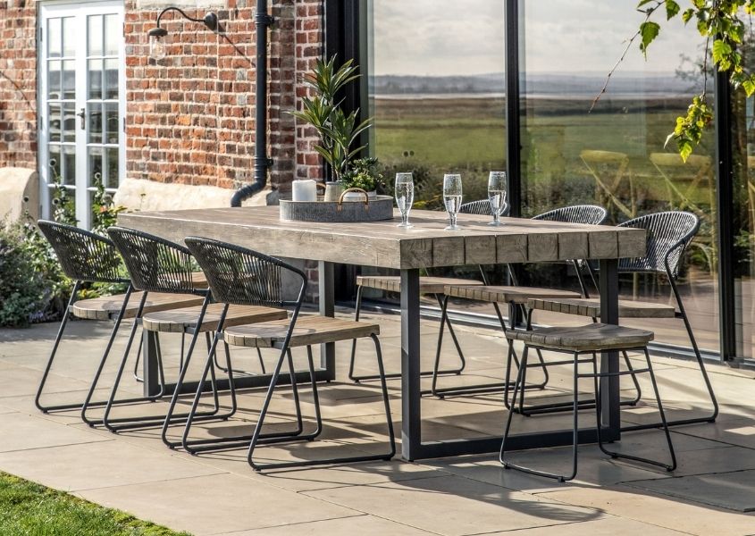 wooden garden table and chairs