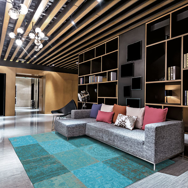 Louis De Poortere Vintage Patchwork Rug - Azur