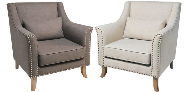 Grey Studded Adele Armchair