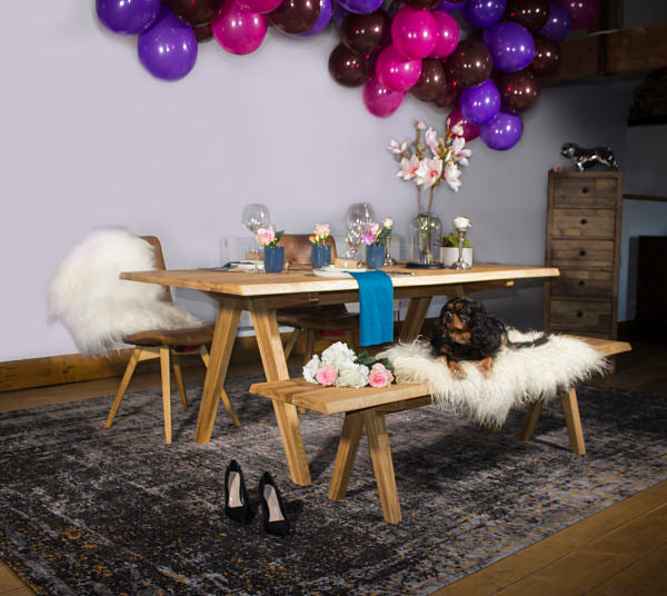 Allegro Live Edge Oak Dining Table and Bench