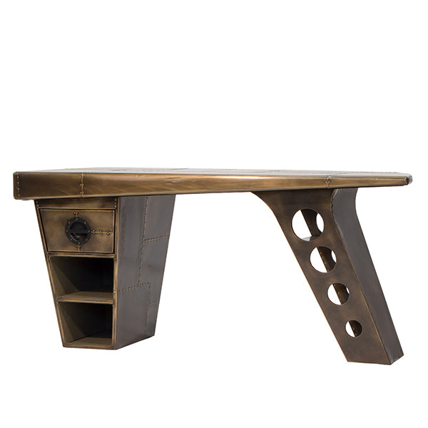 Aviator Half Wing Desk in Vintage Jet Brass