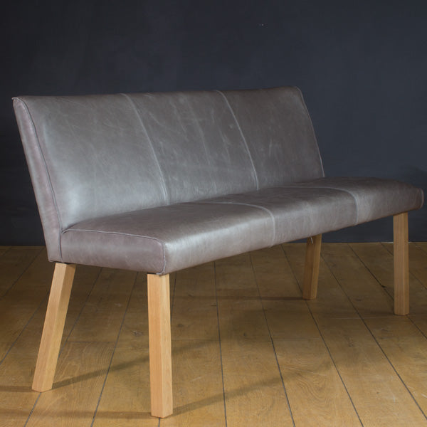 Barton Grey Leather Dining Bench