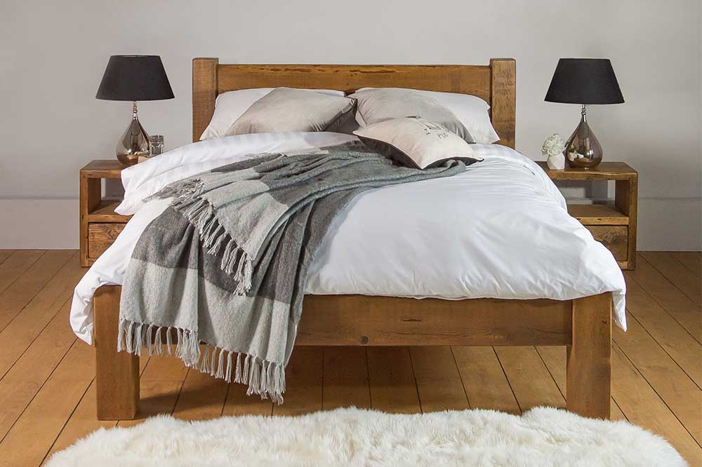 Beam Reclaimed Wood Bed and Bedsides