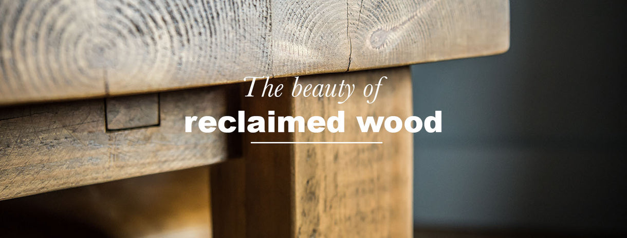 Close up of Reclaimed Wood Dining Table