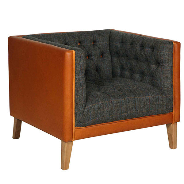 Bristol Leather and Harris Tweed Armchair
