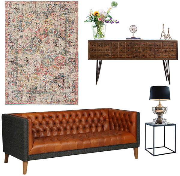 Bristol Leather and Harris Tweed Sofa