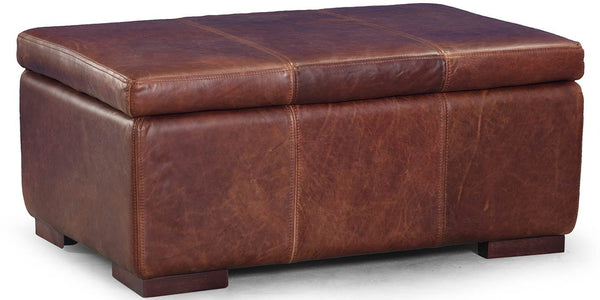 Brown Leather Storage Footstool