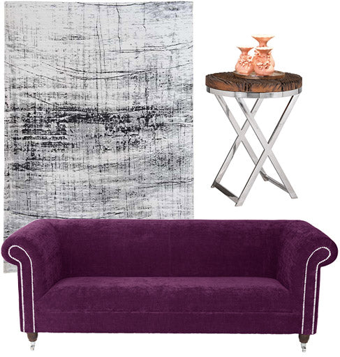 Byron Amethyst Crushed Velvet Chesterfield Sofa Timberly
