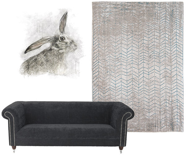 Byron Velvet Sofa and Louis de Poortere Rug