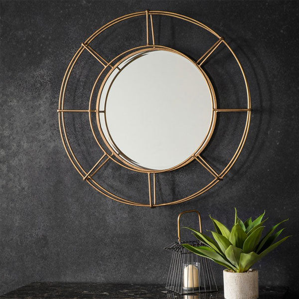 Cara Gold Wall Round Mirror