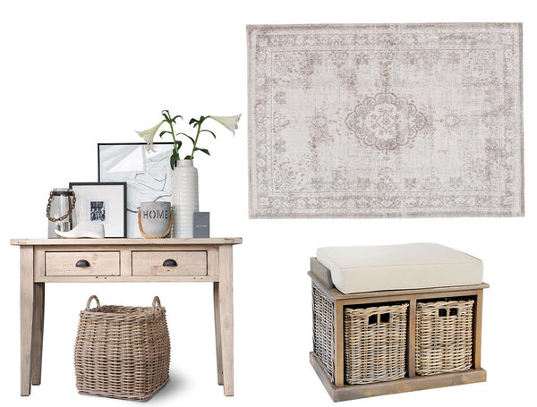 Chelwood Reclaimed Wood Console Table and Rug