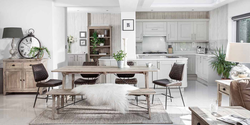 Chelwood Reclaimed Wood Dining Table and Bench