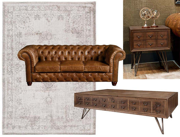 Chesterfield Brown Leather Sofa