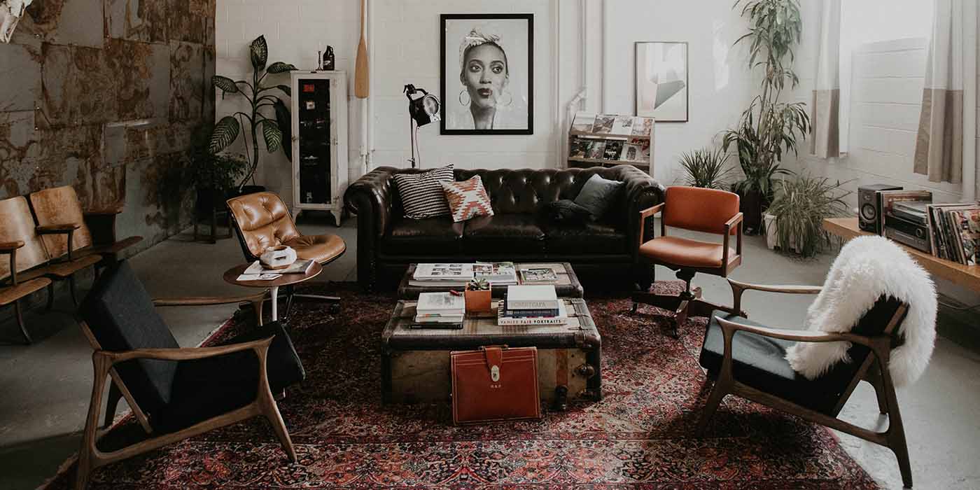 Leather Chesterfield Sofa in Living Room