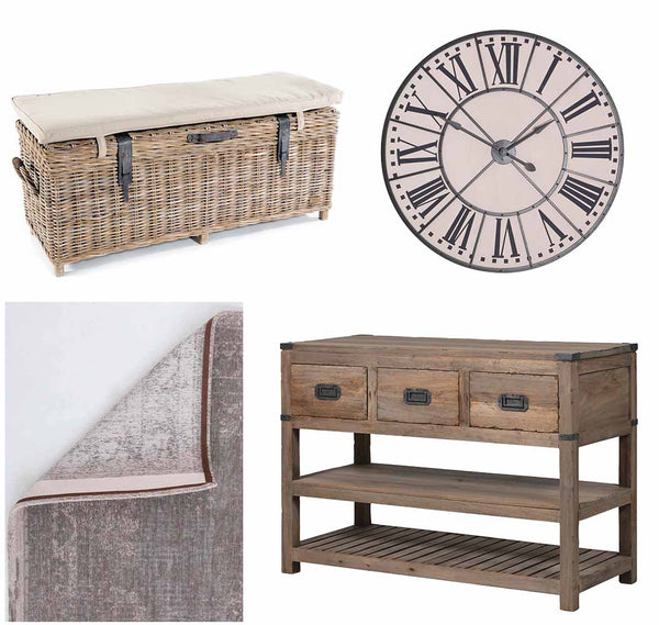 Colette Reclaimed Wood Console Table and Rug