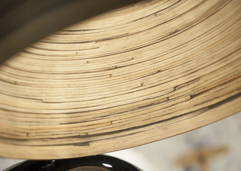 Close up of bamboo detailing in bamboo pendant light shade
