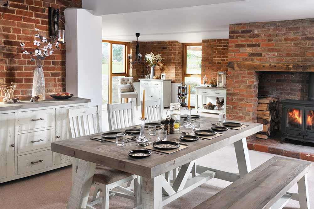 Dorset Reclaimed Wood Dining Table and Bench