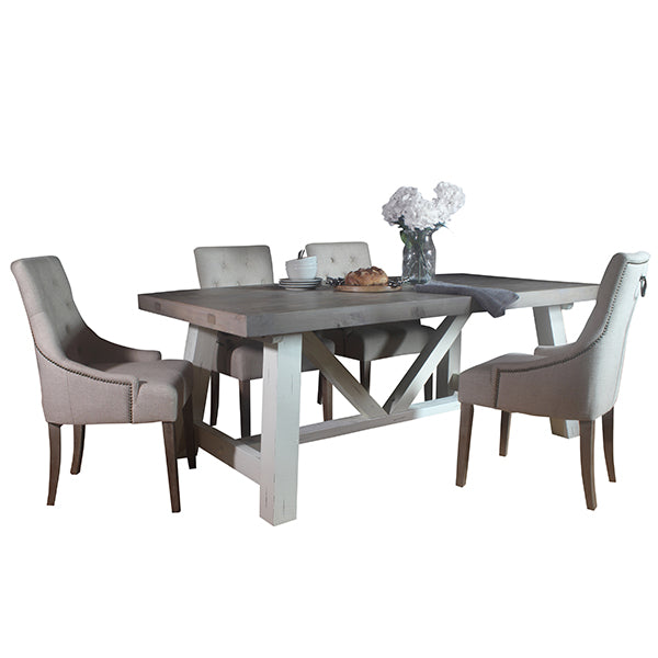 Dorset Reclaimed Wood Dining Table and Fabric Chairs