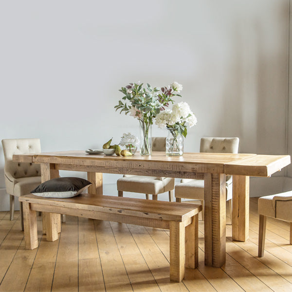 Beam Reclaimed Wood Dining Table and Bench