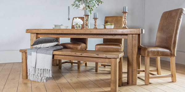Beam Reclaimed Wood Dining Bench and Table