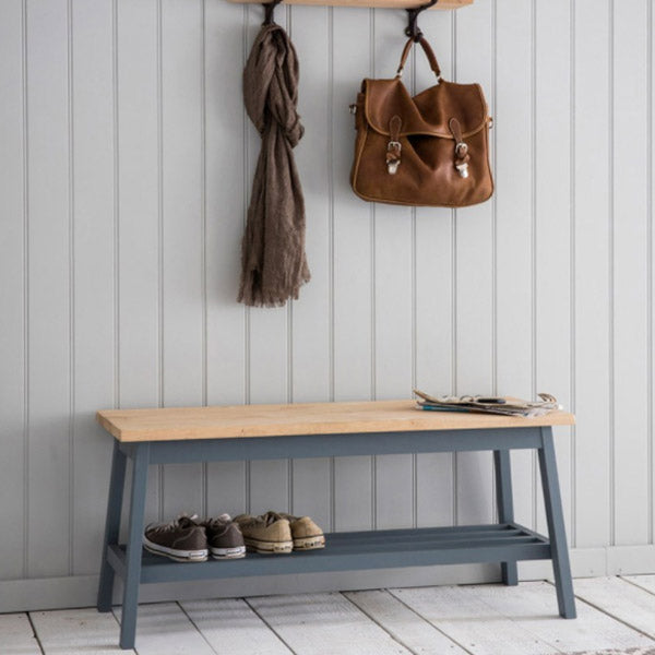 Wooden and Steel Hallway Bench
