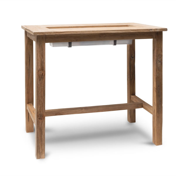 St Mawes Bar Table with Drinks Cooler in Reclaimed Teak