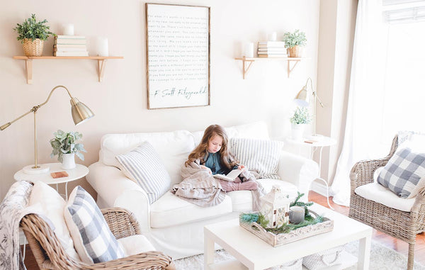 White Living Room in Farmhouse Style