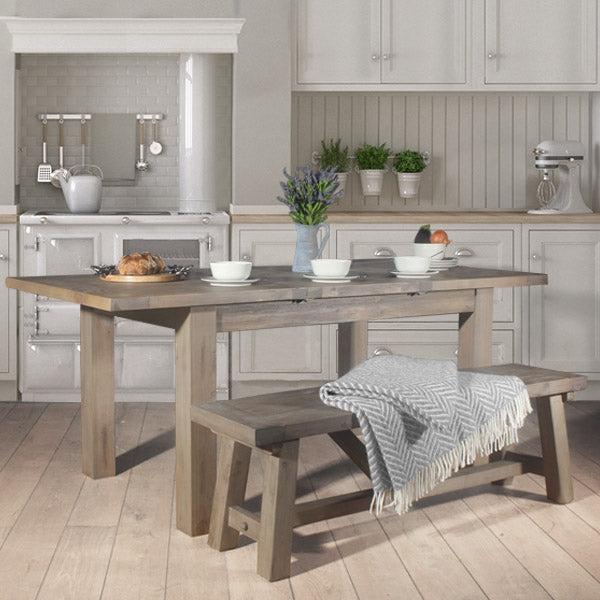 Farringdon Reclaimed Wood Extendable Dining Table with Bench