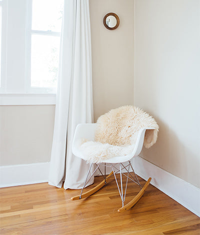 White Sheepskin Rug on Chair
