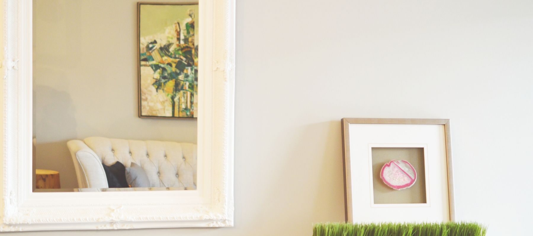 White framed wall mirror