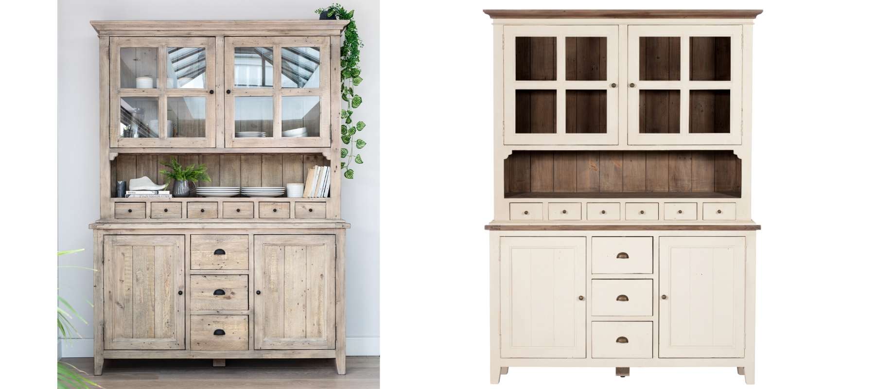 Two large white Welsh dressers