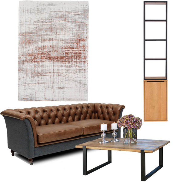 Granby Brown Leather and Wool Sofa