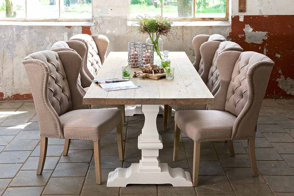 Hoxton Oak Dining Table with White Leg