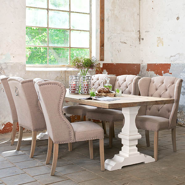 Hoxton Oak White Farmhouse Dining Table