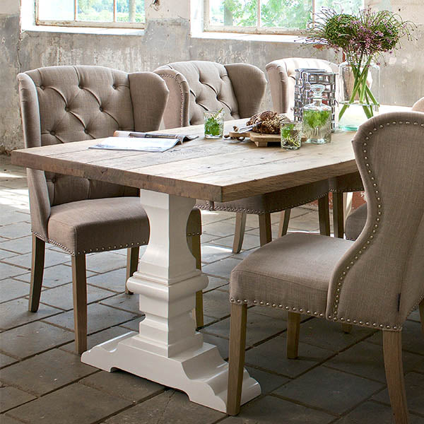 Hoxton Oak White Farmhouse Dining Table