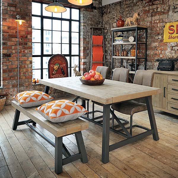 Lansdowne Industrial Reclaimed Wood Dining Table