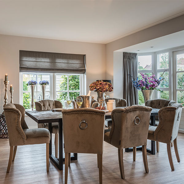 Kingsbridge Reclaimed Wood Dining Table and Velvet Dining Chairs