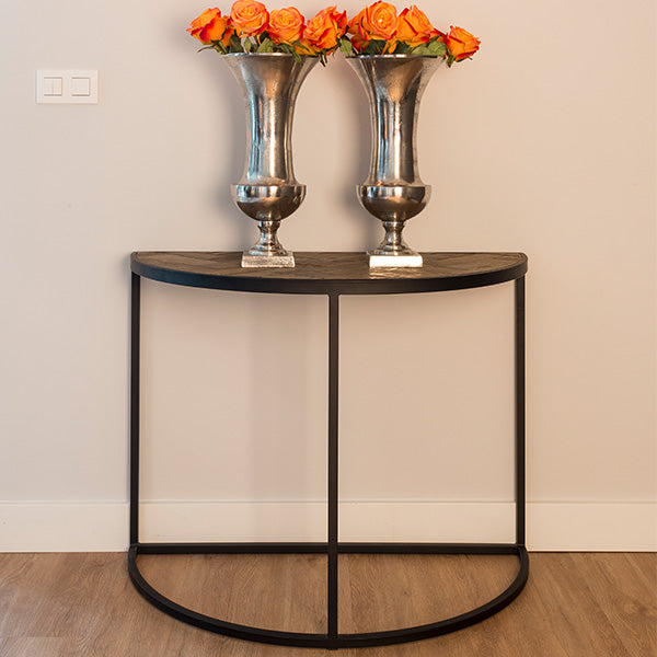 Kingsbridge Industrial Reclaimed Oak Semicircle Console Table