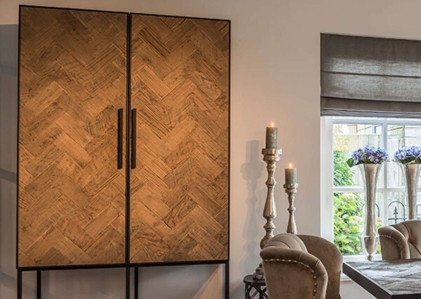 Industrial reclaimed wood drinks cabinet