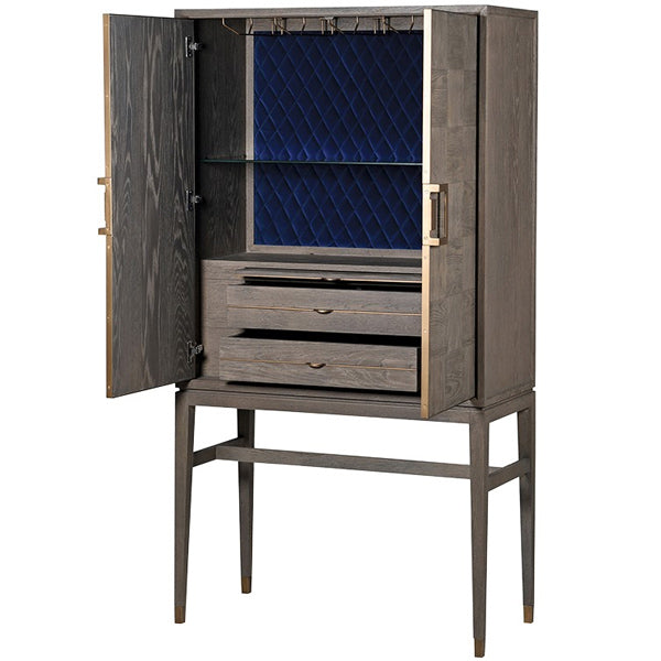 Livia Oak Drinks Cabinet Open