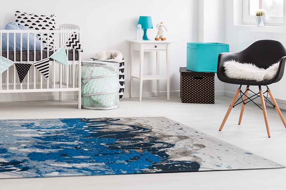 Louis de Poortere Blue Rug in Childrens Bedroom