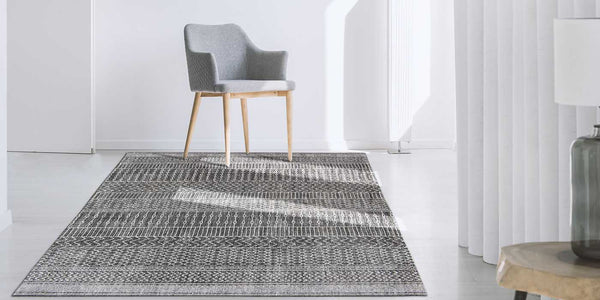 Grey Rug in White Scandinavian Room