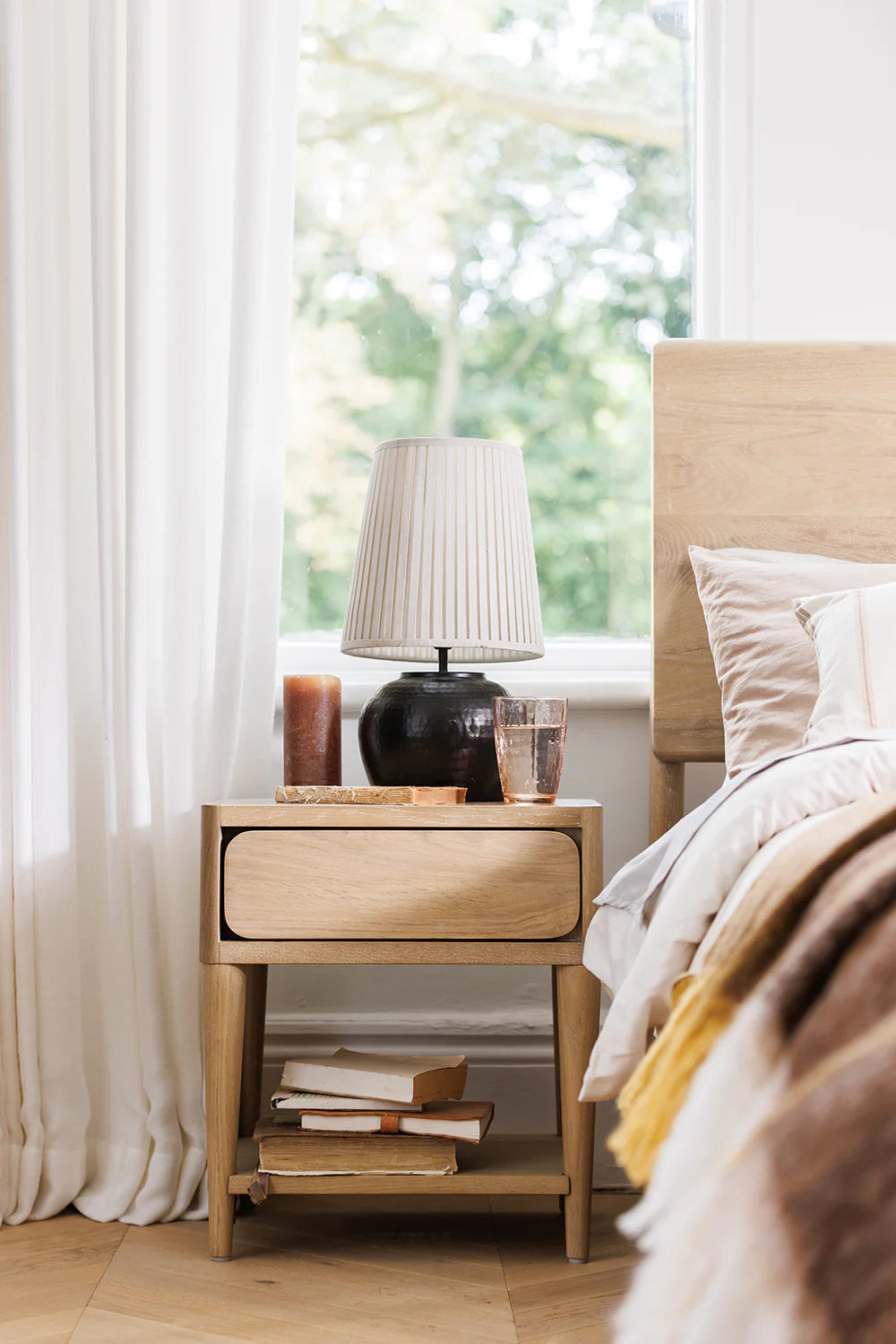 Hudson Living Oak Side Table