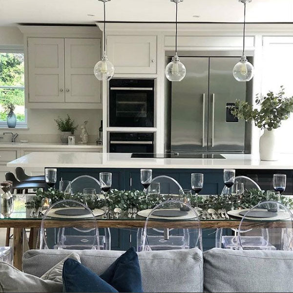 Luxe Kensington Reclaimed Wood Dining Table with glass top