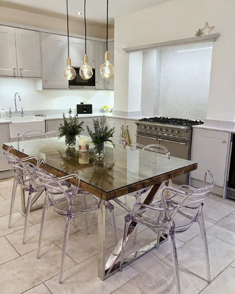 Luxe Kensington Reclaimed Wood Dining Table in Kitchen