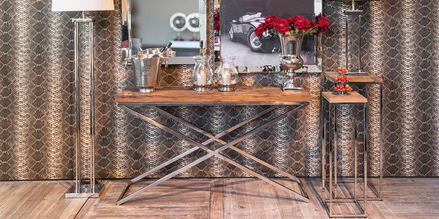 Luxe Kensington Reclaimed Wood Tall Side Tables