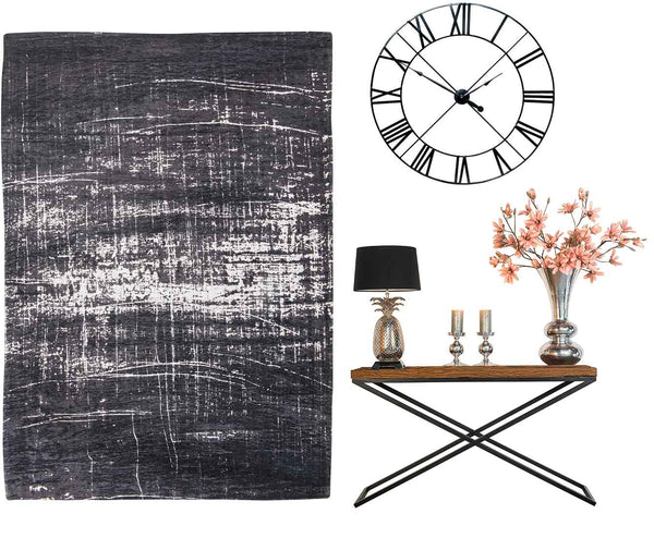 Luxe Kensington Reclaimed Wood Console Table and Rug