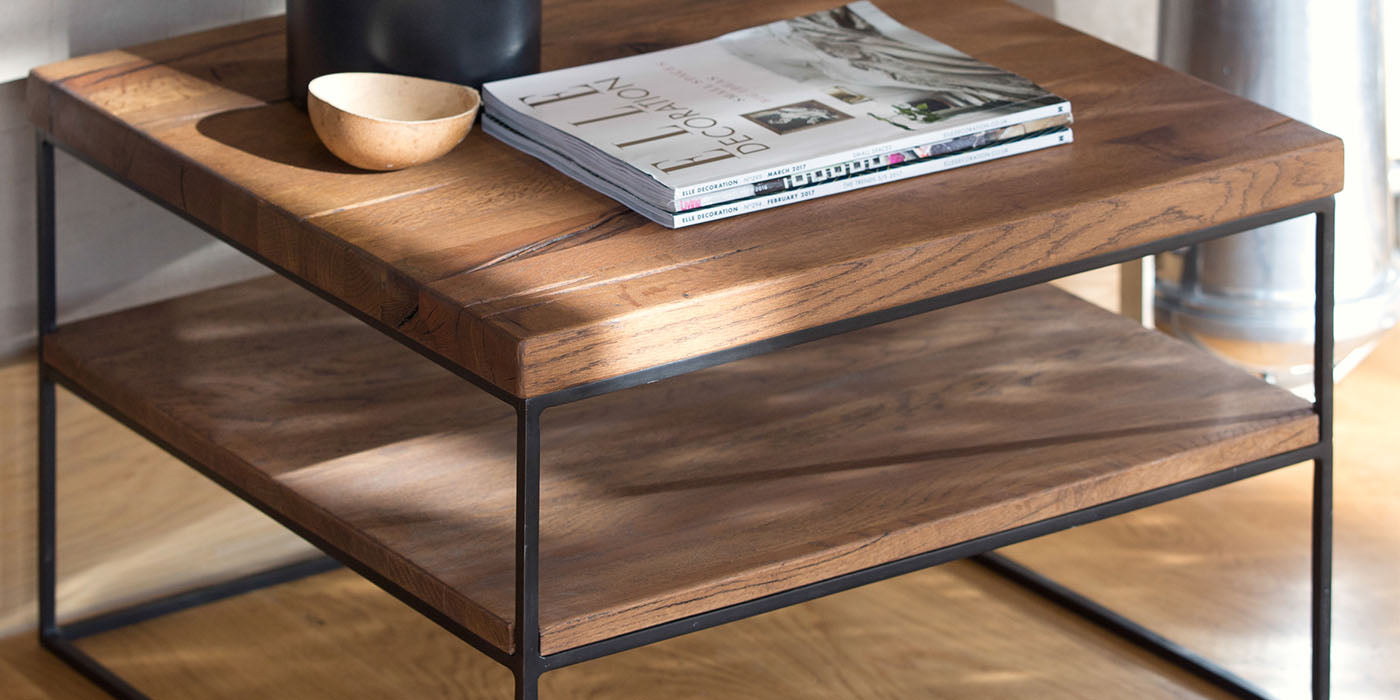 Mitcham Oak Industrial Side Table