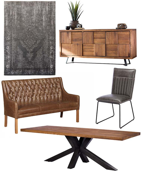 Mitcham Industrial Oak Dining Table